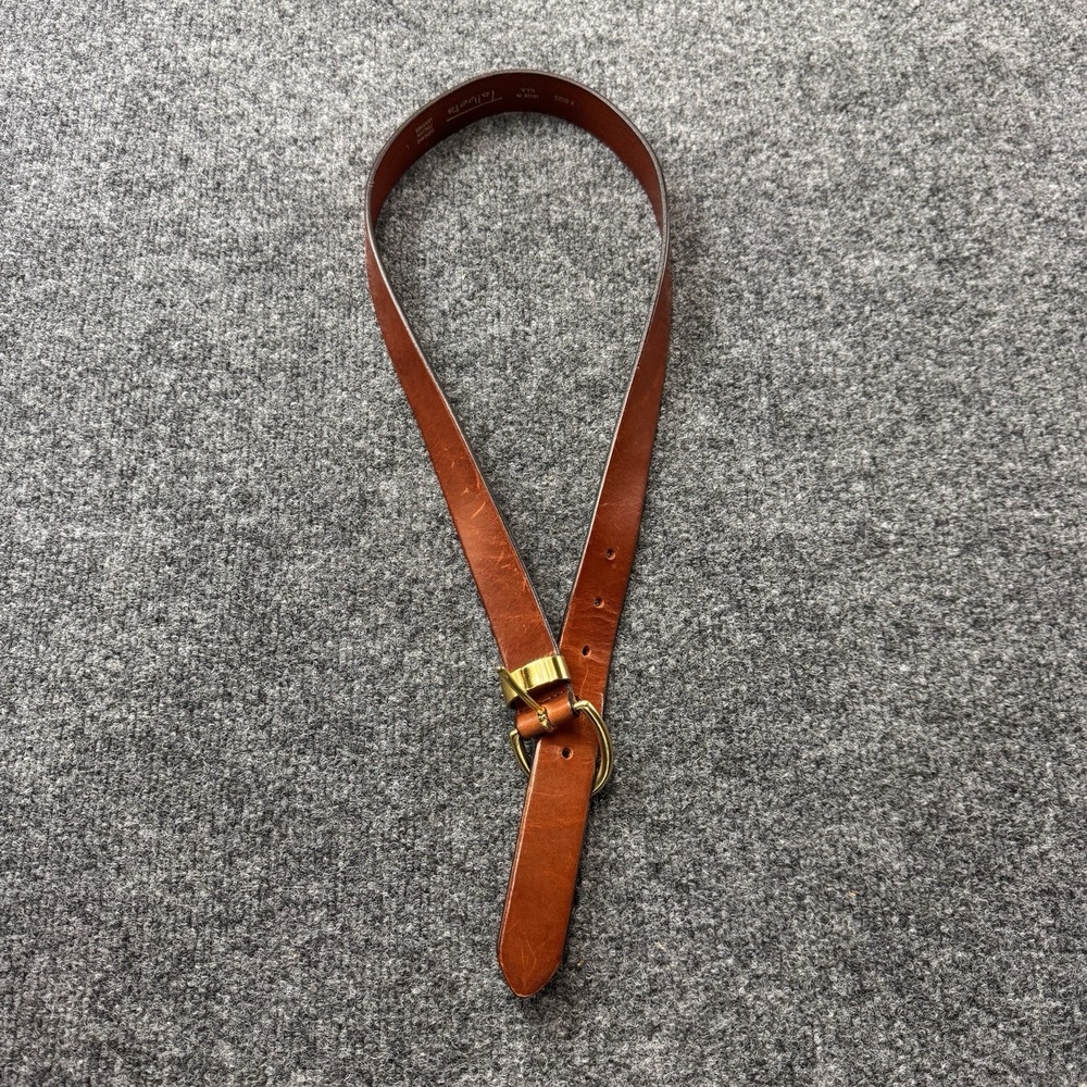Talbots Leather Belt Womens L‎ Brown Brass Buckle Italian Leather Classic Preppy